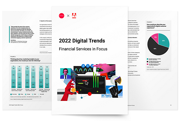Cover and thumbnail sample of two inside pages of the Digital Trends 2022 Retail in Focus report.